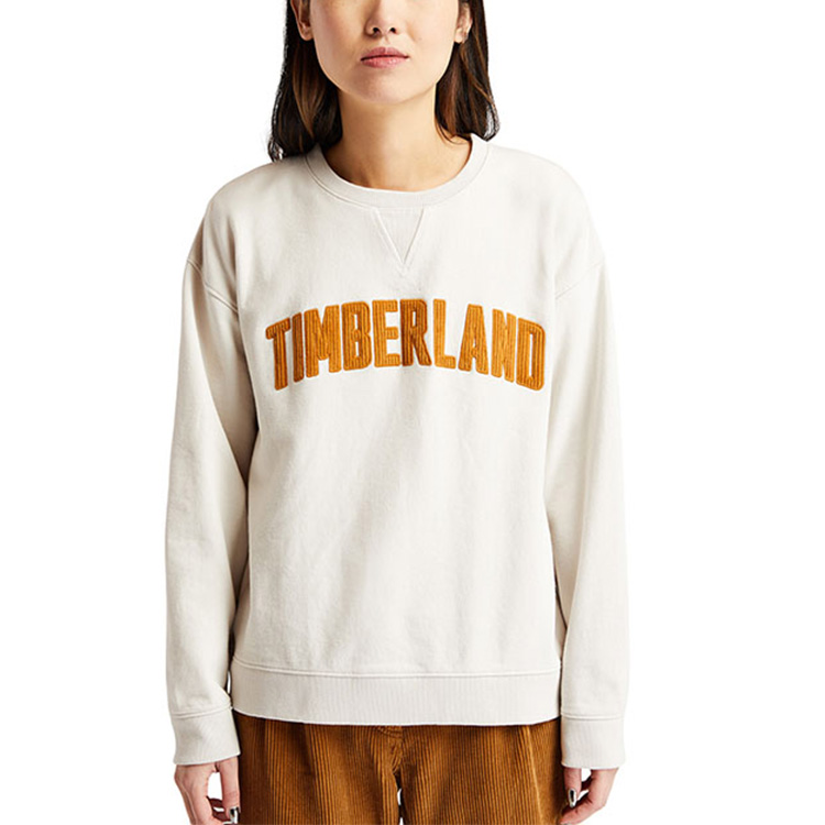Shop (Women) Timberland Corduroy Logo Crewneck Sweatshirt Beige Sands A23KM-BH7