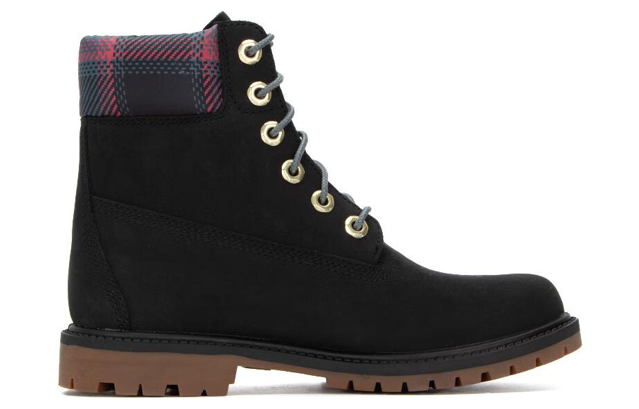 (W) Timberland Heritage 6 Inch Waterproof Boots 'Black Nubuck with Pink Teal Plaid' 圖 2