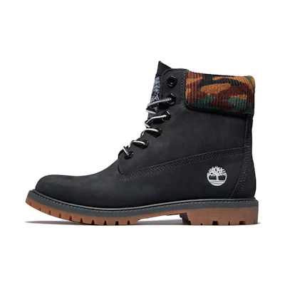 (W) Timberland Heritage 6 Inch Waterproof Boots 'Black Nubuck with Camo'