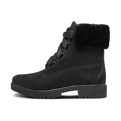 (W) Timberland Jayne 6 Inch Waterproof Convenience Boots 'Black Nubuck with Fur'