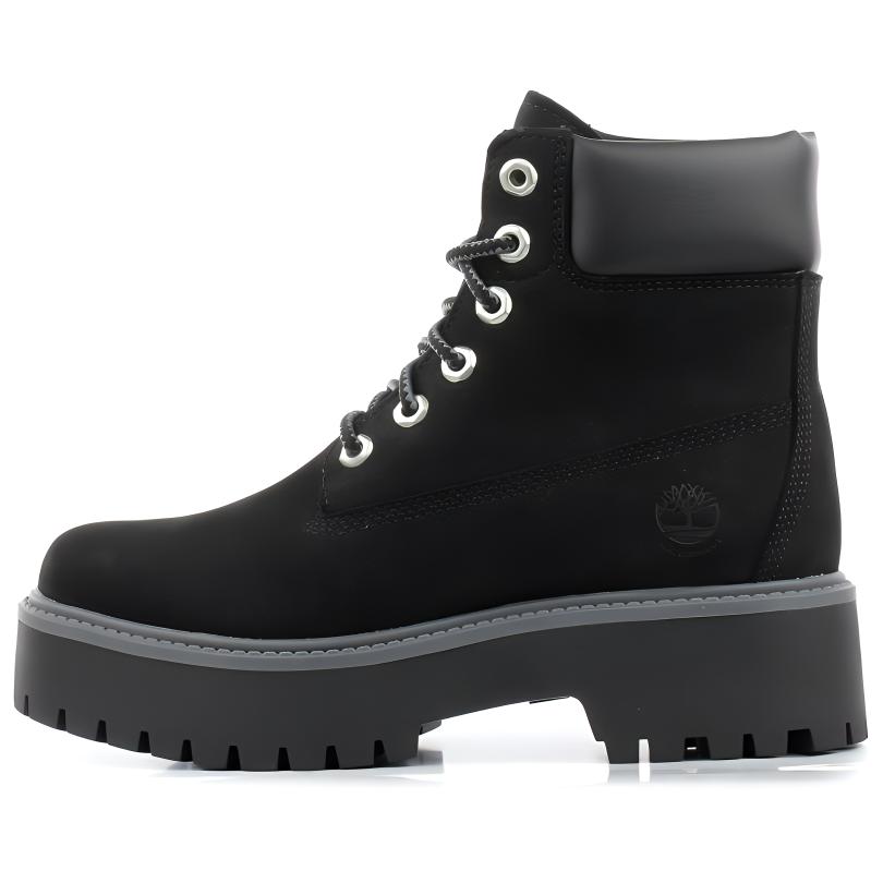 (Women) Timberland Leather Warm and Durable Short Boot 'Black' A5RH5