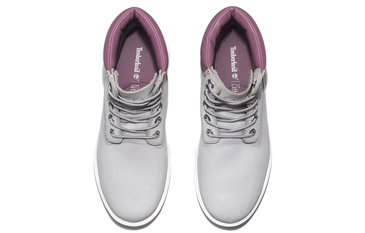 Shop Timberland添柏崙 添柏崙 Linden Woods 6吋 復古休閒 中筒 戶外靴 女款 灰紫