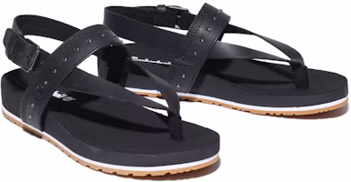 Lookbook Timberland添柏岚 Malibu Wave 戶外一字扣帶夾趾平跟運動涼鞋 女款 黑色
