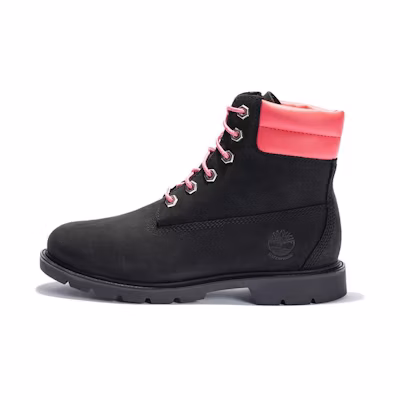 (W) Timberland Linden Woods 6 Inch Waterproof Boots 'Black Nubuck with Pink'