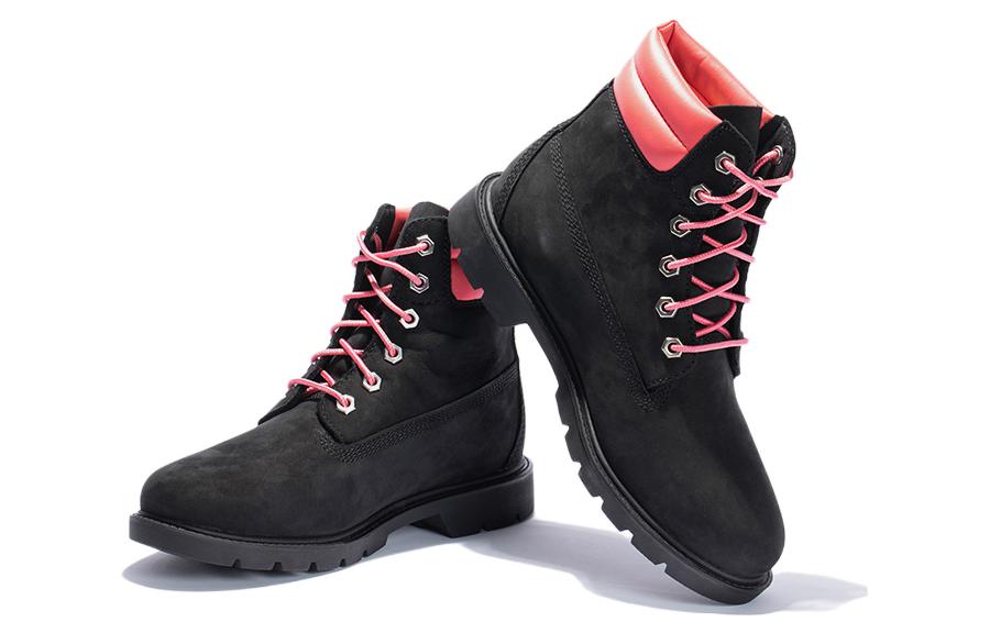 Lookbook (Women) Timberland Linden Woods 6 Inch Waterproof Boots 'Black Nubuck with Pink' A44FA-001