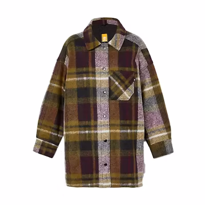 (Women) Timberland Plaid Long Sleeve Jacket Brown A6HA1-I30