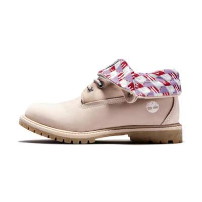 (W) Timberland Roll Top Boots Basic 'Pale Pink with Plaid Print'