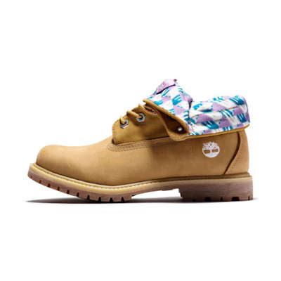 (W) Timberland Roll Top Boots Basic 'Wheat Pink with Plaid Print'