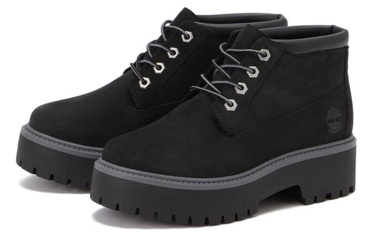 Shop (W) Timberland Stone Street Chukka Boots Platform Tahan Air 'Hitam Nubuck' A5REN