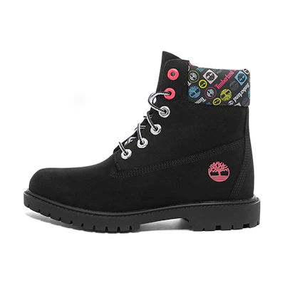 (W) Timberland Heritage 6 Inch Waterproof Boots 'Black Nubuck with Colorful Logos'
