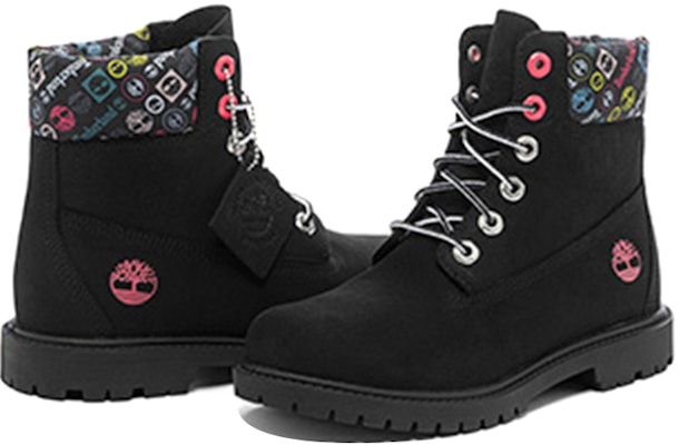(Women) Timberland Heritage 6 Inch Waterproof Boots 'Black Nubuck with Colorful Logos' A5M24001 Shop (Women) Timberland Heritage 6 Inch Waterproof Boots 'Black Nubuck with Colorful Logos' A5M24001