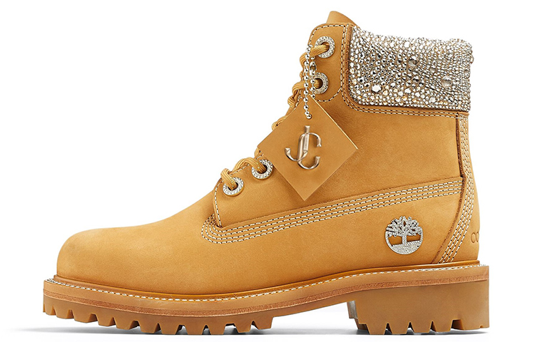 (W) Timberland Jimmy Choo 6 Inch Crystal Boots 'Wheat Nubuck with Crystals'