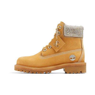 (W) Timberland Jimmy Choo 6 Inch Crystal Boots 'Wheat Nubuck with Crystals'