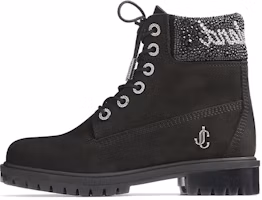 (Women) Timberland x Jimmy Choo Suede Crystal Logo Lace-Up Ankle Boots Black JCX Timberland 6-inch Premium Black Boots (Women) Timberland x Jimmy Choo Suede Crystal Logo Lace-Up Ankle Boots Black JCX Timberland 6-inch Premium Black Boots