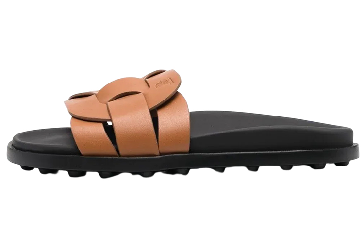 (W) TOD'S Calfskin Flat 'Fashion Slide Brown'