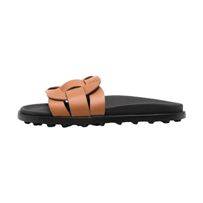 (W) TOD'S Calfskin Flat 'Fashion Slide Brown'