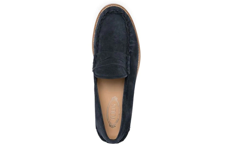 (W) TOD'S Casual Leather Flats 'Blue' 圖 5