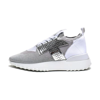 (W) TOD'S Fabric and Leather Sneaker 'Silver Grey'