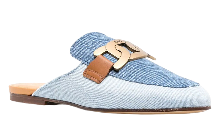 Order TOD‘S托德斯 鏈飾 平底 拼接設計 時尚涼拖 女款 藍色