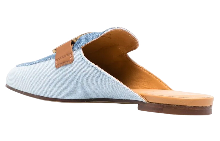 Shop TOD‘S托德斯 鏈飾 平底 拼接設計 時尚涼拖 女款 藍色