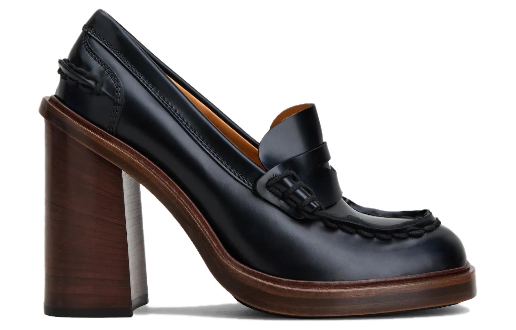 (W) TOD'S Heeled Loafer 'Black' 圖 2