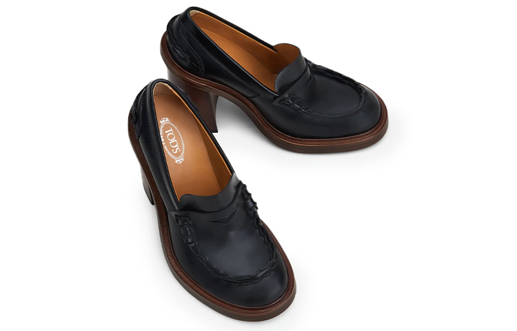 (W) TOD'S Heeled Loafer 'Black' 圖 4