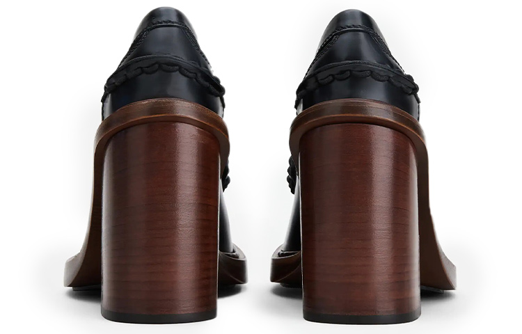 (W) TOD'S Heeled Loafer 'Black' 圖 5