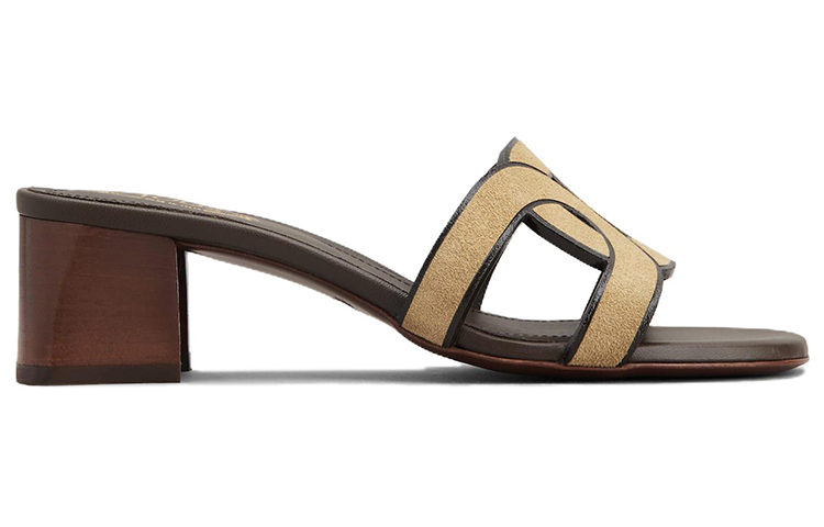 (W) TOD'S Kate 'Beige Suede Chunky Heel Open-Toe' Fashion Sandals 圖 2