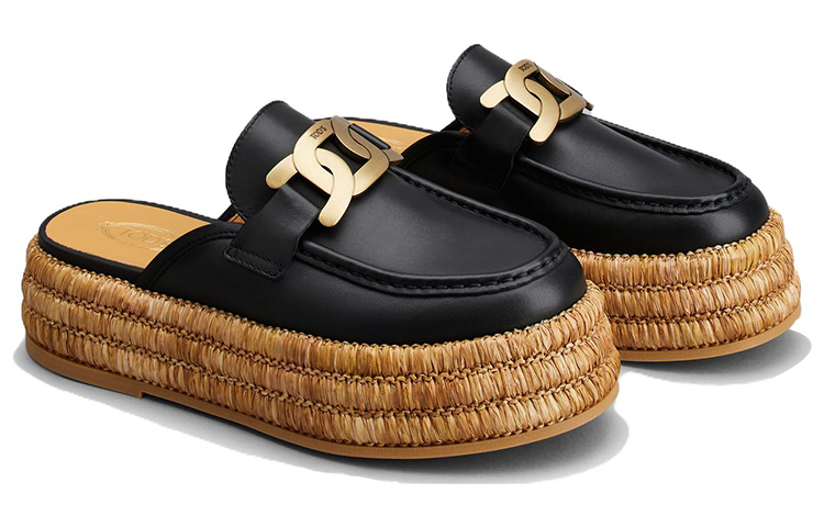 (W) TOD'S KATE 'Black Leather Platform Slides' 圖 2