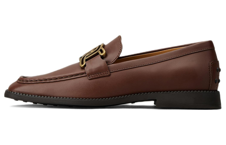 (W) TOD'S Kate 'Brown Leather' Slip-On Flats