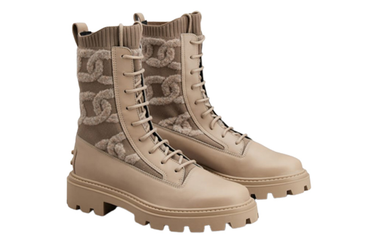 (W) TOD'S KATE Leather Lace-Up Booties 'Beige' 圖 2