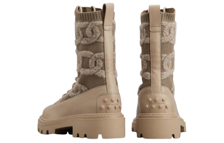 (W) TOD'S KATE Leather Lace-Up Booties 'Beige' 圖 3
