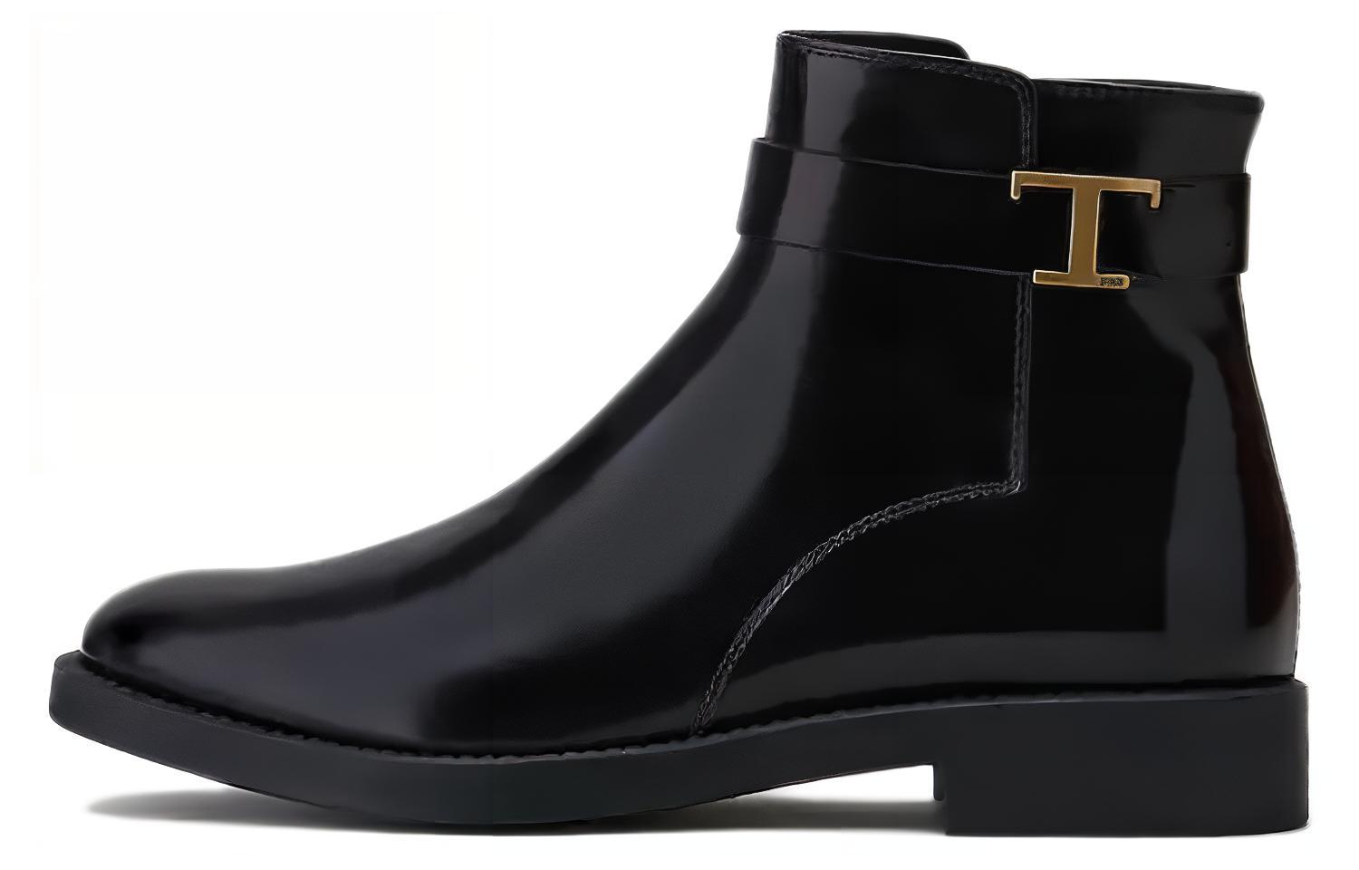 (W) TOD'S Leather Ankle Boot 'Side Zipper - Black'