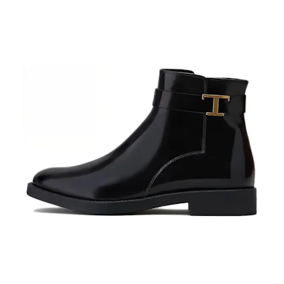 (W) TOD'S Leather Ankle Boot 'Side Zipper - Black'