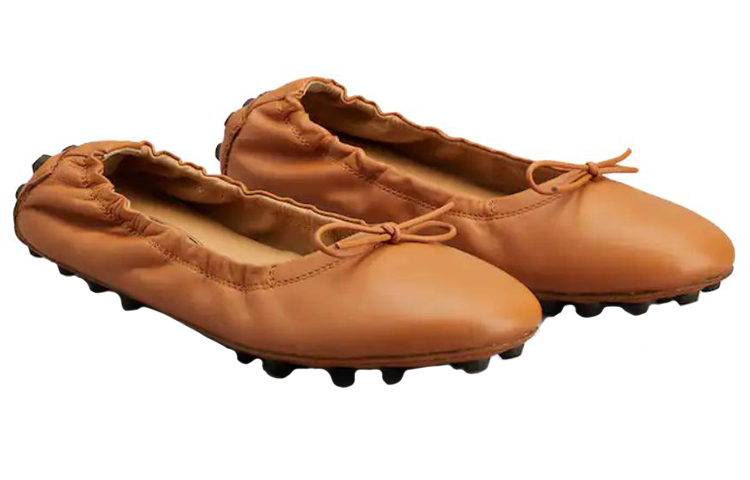 (W) TOD'S Leather Ballet Flats 'Brown Bow' 圖 2