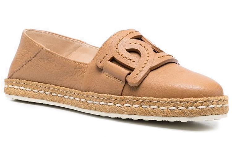 Order (W) TOD'S Rantai Kulit 'Flat Espadrille Coklat Unta' XXW66B0EM80RNLC811