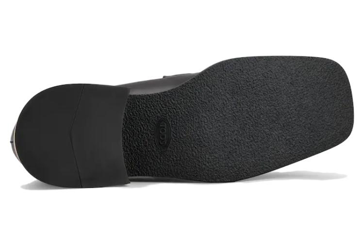 (W) TOD'S Leather Chain Buckle 'Black Chunky Heel' 圖 4