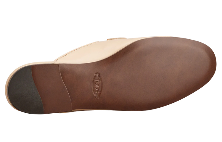 (W) TOD'S Leather Chain Detail Flat Slide 'Beige' 圖 5