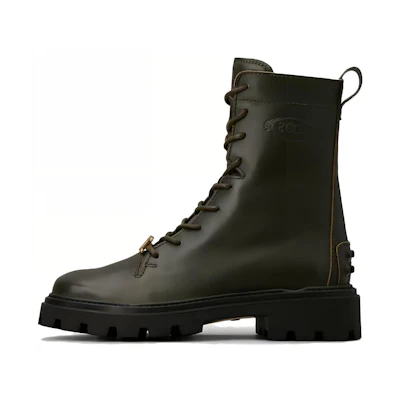 (W) TOD'S Leather CMFT Ankle 'Martin Boots Green'