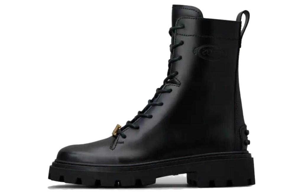 Buy (W) TOD''S Leren Modieuze Veterlaarzen Zwart - Rond Neus Halfhoge Martin Boots XXW08J0EY53RBTB999