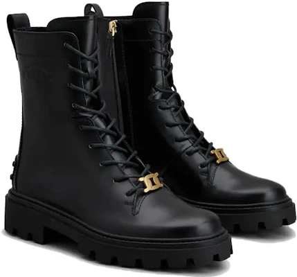 (W) TOD''S Leren Modieuze Veterlaarzen Zwart - Rond Neus Halfhoge Martin Boots XXW08J0EY53RBTB999 Lookbook (W) TOD''S Leren Modieuze Veterlaarzen Zwart - Rond Neus Halfhoge Martin Boots XXW08J0EY53RBTB999