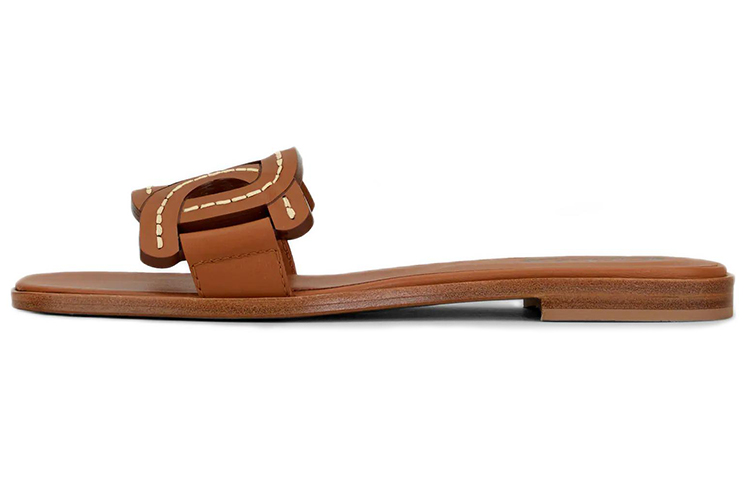 (W) TOD'S Leather Fashion Slide 'Brown'