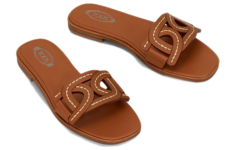(W) TOD'S Leather Fashion Slide 'Brown' 圖 2