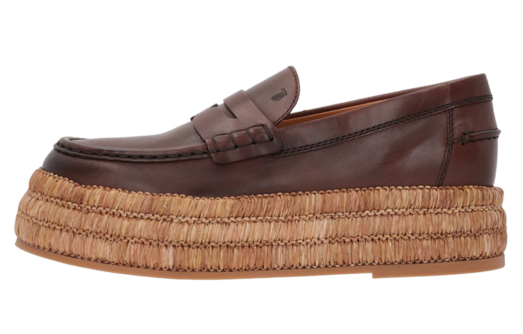 (W) TOD'S Leather Fashion Slip-On Loafer 'Brown'