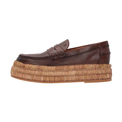 (W) TOD'S Leather Fashion Slip-On Loafer 'Brown'