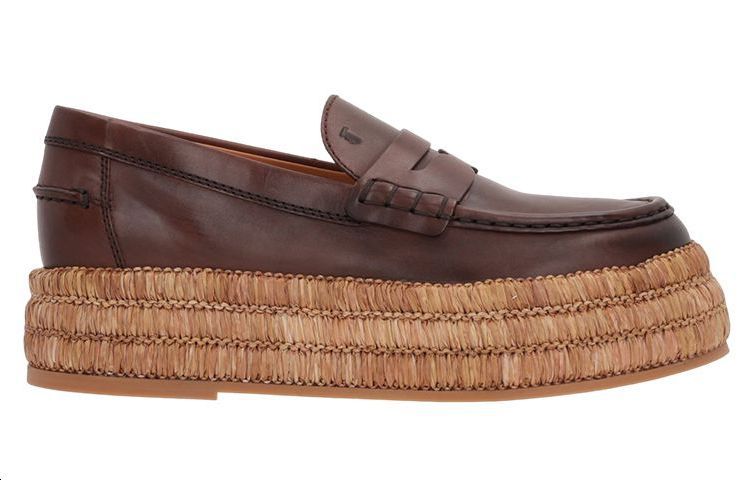 (W) TOD'S Leather Fashion Slip-On Loafer 'Brown' 圖 2
