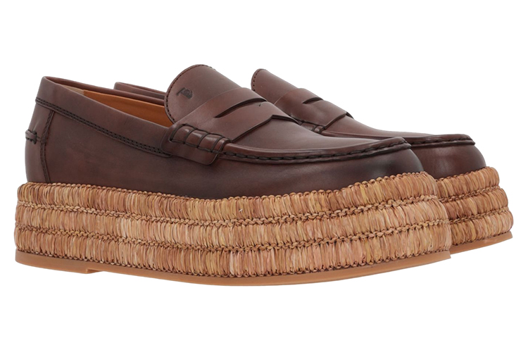 (W) TOD'S Leather Fashion Slip-On Loafer 'Brown' 圖 3