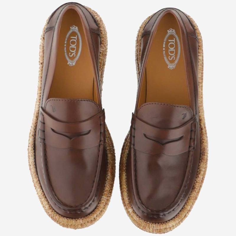 (W) TOD'S Leather Fashion Slip-On Loafer 'Brown' 圖 4
