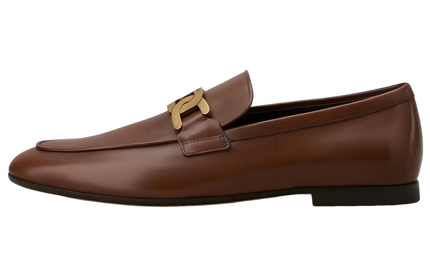 (W) TOD'S Leather Flat 'Brown'