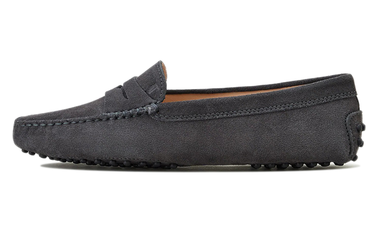 (W) TOD'S Leather Flat 'Dark Grey'